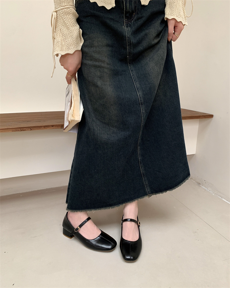Mary Jane One-Strap Fashion Flat Shoes for Women 2024 Spring New Style Shallow Mouth Soft Sole Chunky Heel Bean Shoes - Image 4