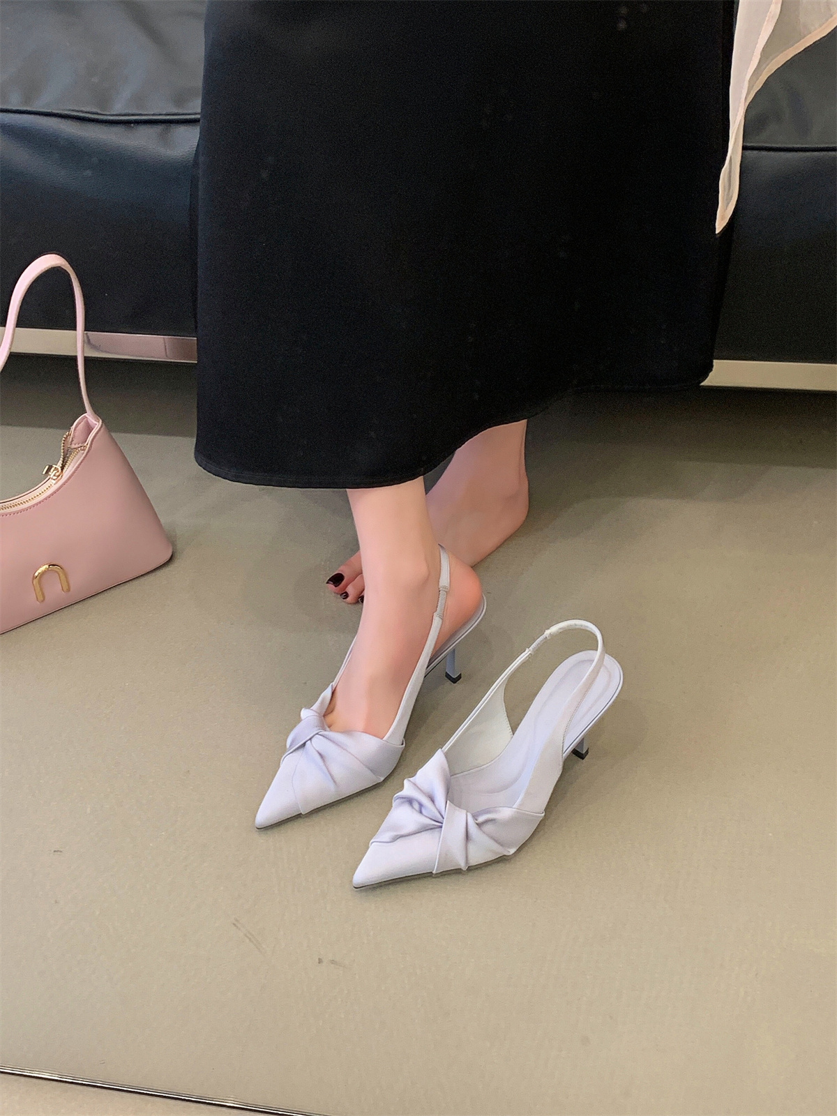 French Style Closed Toe High Heel Sandals 2026 Spring New Backless Thin Heel Elegant Pointed Toe Women's Shoes - Image 3