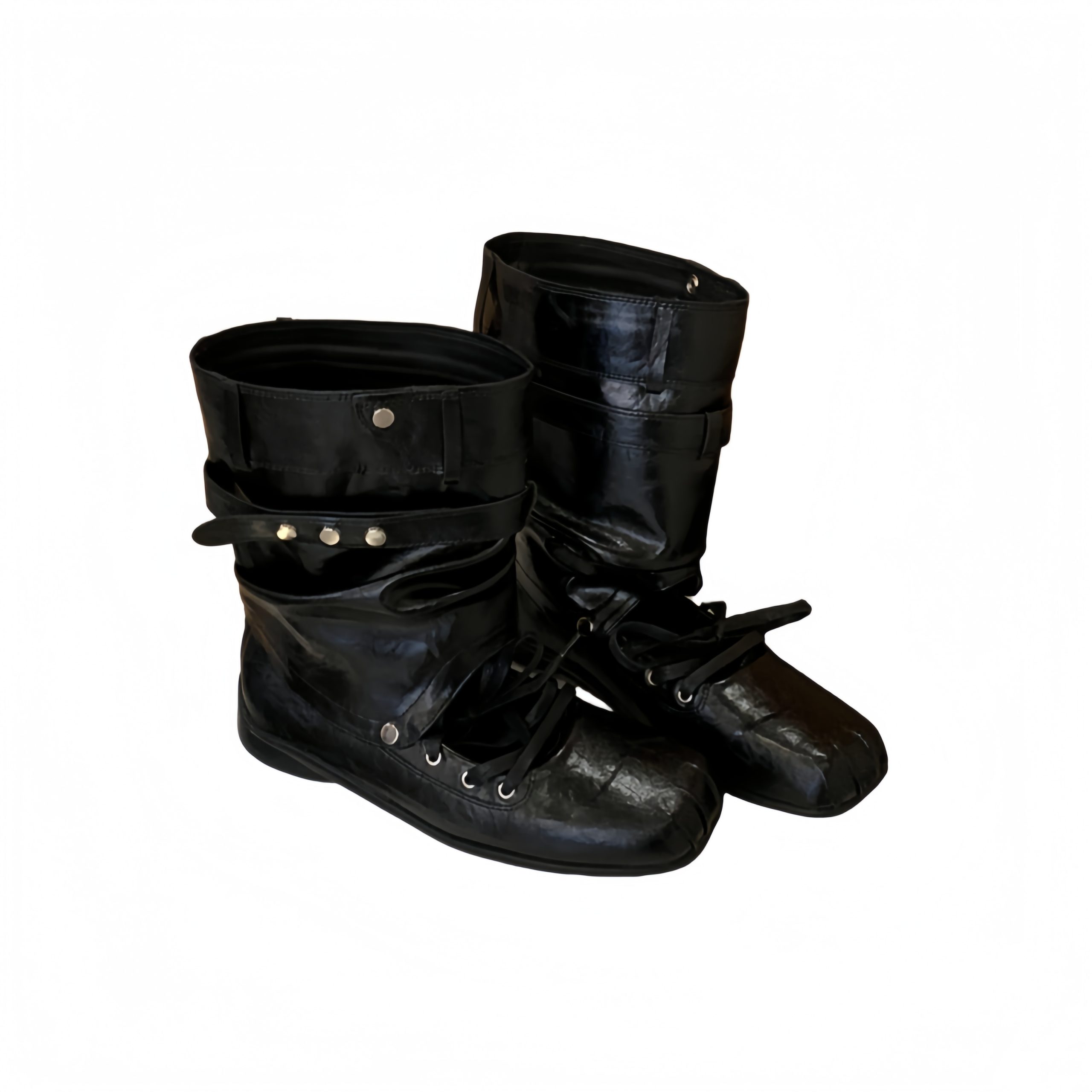 2026 New Korean Style Square Toe Lace-Up Stacked Boots Detachable Two-Way Fashion Women's Short Boots - Image 5