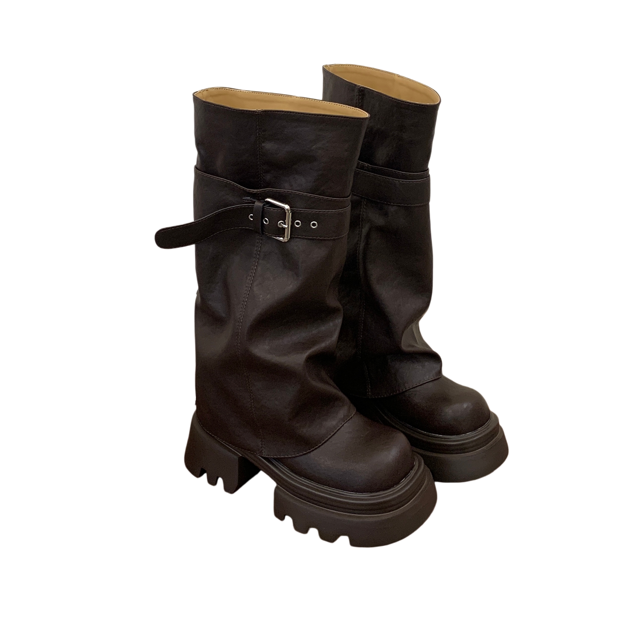 2026 New Style 12CM Height Increasing Casual Stacked Boots Women's Retro Chunky Heel Riding Boots - Image 5